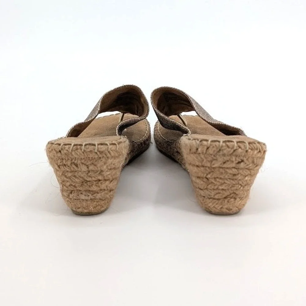 White Mountain Beachball Womens Gold Metallic Espadrille Wedge‎ Sandals Size 8M